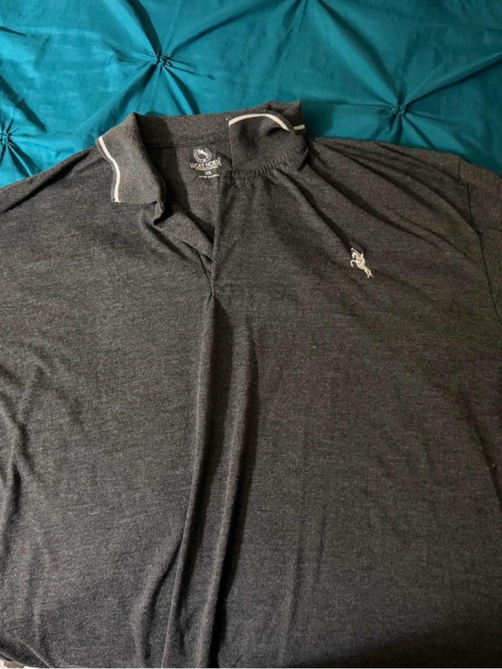 Lucky Brand Charcoal Grey Polo with White Trim